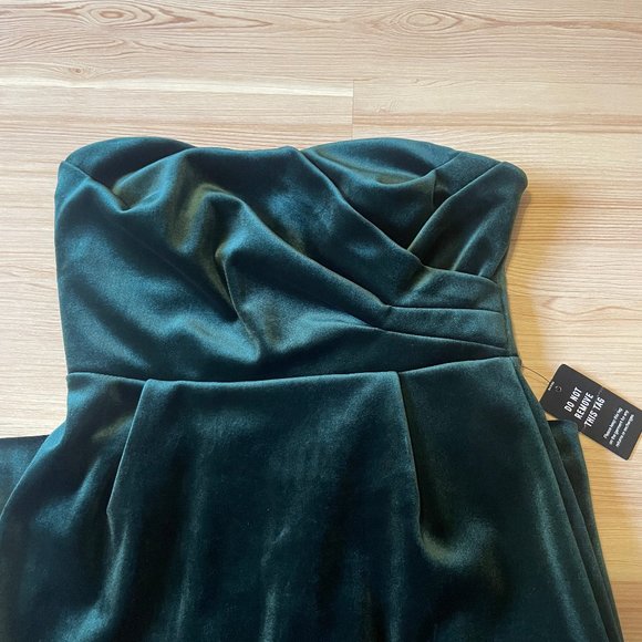 NWT Express Velvet Strapless Dress, Green , XS - Picture 6 of 10